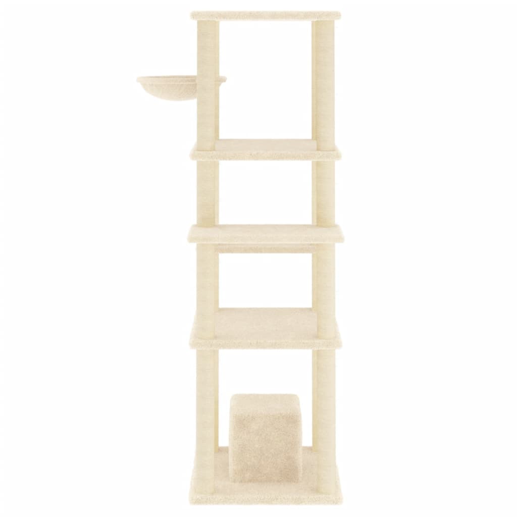 Albero per Gatti con Tiragraffi in Sisal Crema 154 cm 172055