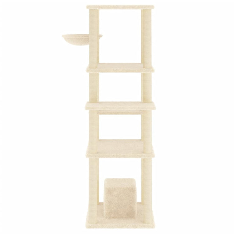 Albero per Gatti con Tiragraffi in Sisal Crema 154 cm 172055