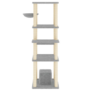 Albero per Gatti con Tiragraffi in Sisal Grigio Chiaro 154 cm 172056