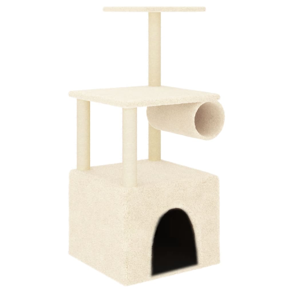 Albero per Gatti con Tiragraffi in Sisal Crema 109,5 cm 172058