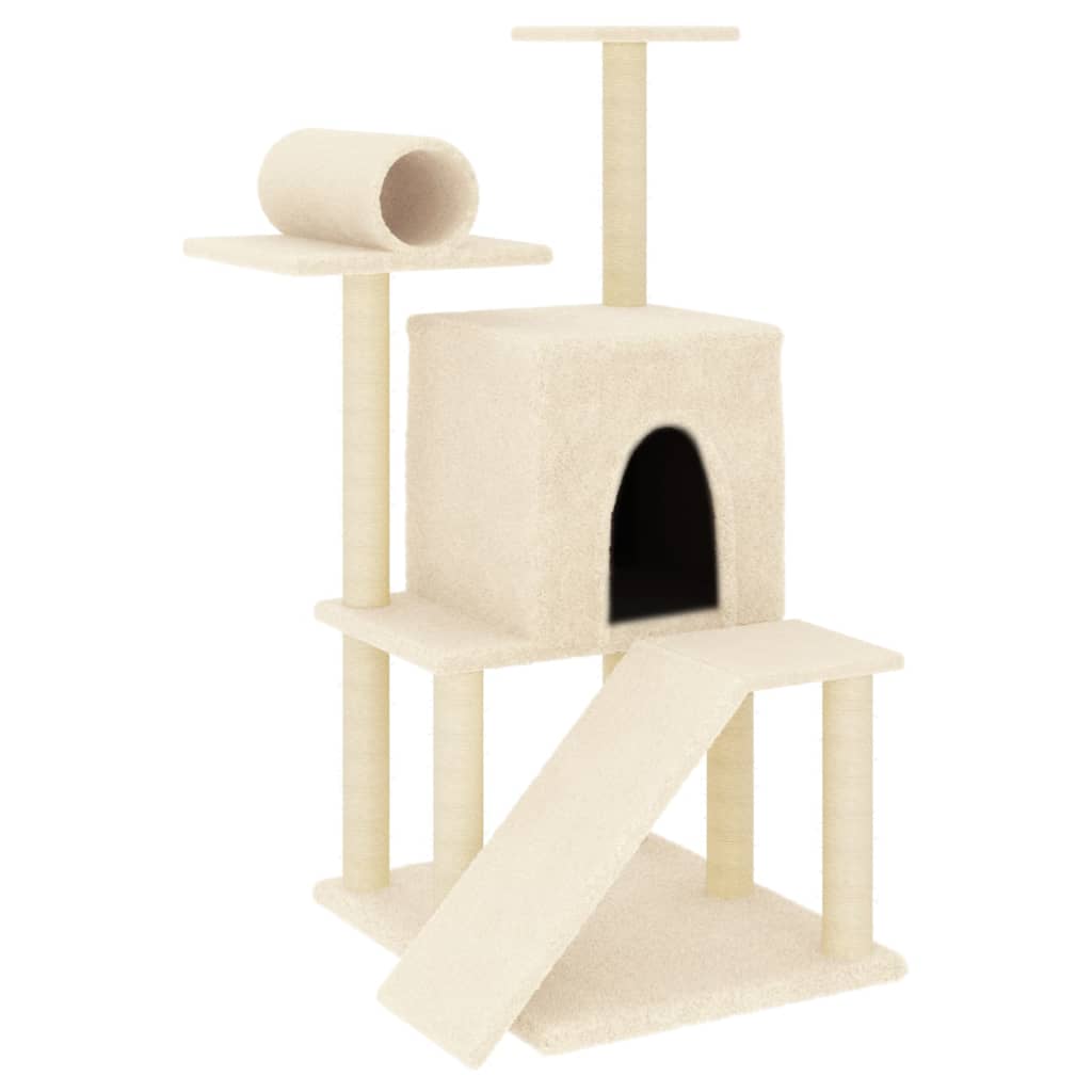 Albero per Gatti con Tiragraffi in Sisal Crema 110,5 cm 172061