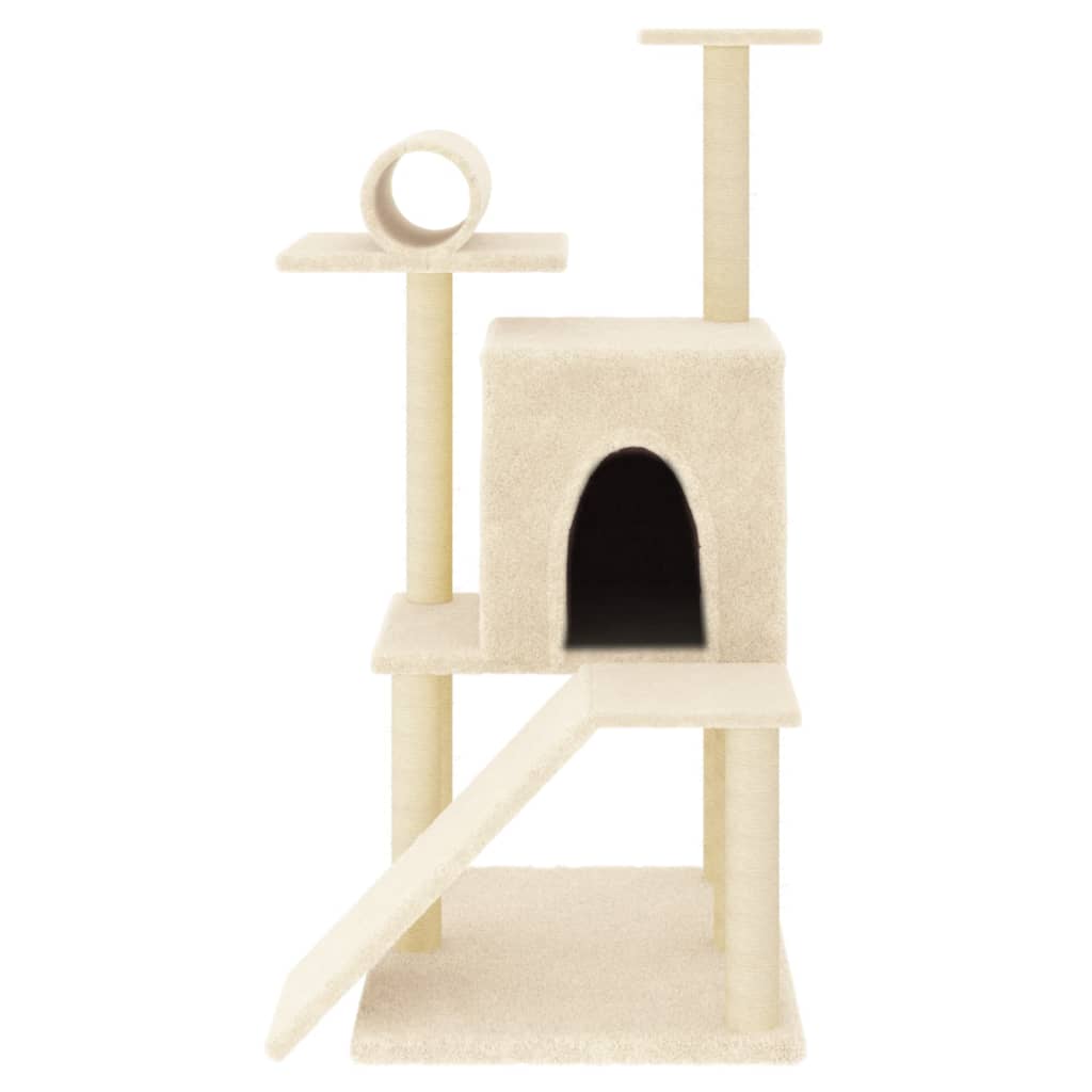 Albero per Gatti con Tiragraffi in Sisal Crema 110,5 cm 172061