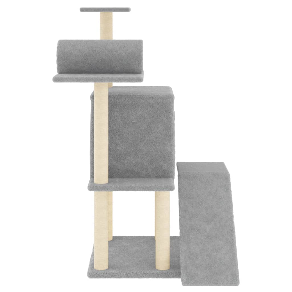 Albero per Gatti con Tiragraffi in Sisal Grigio Chiaro 110,5 cm 172062