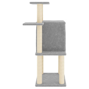 Albero per Gatti con Tiragraffi in Sisal Grigio Chiaro 97 cm 172065