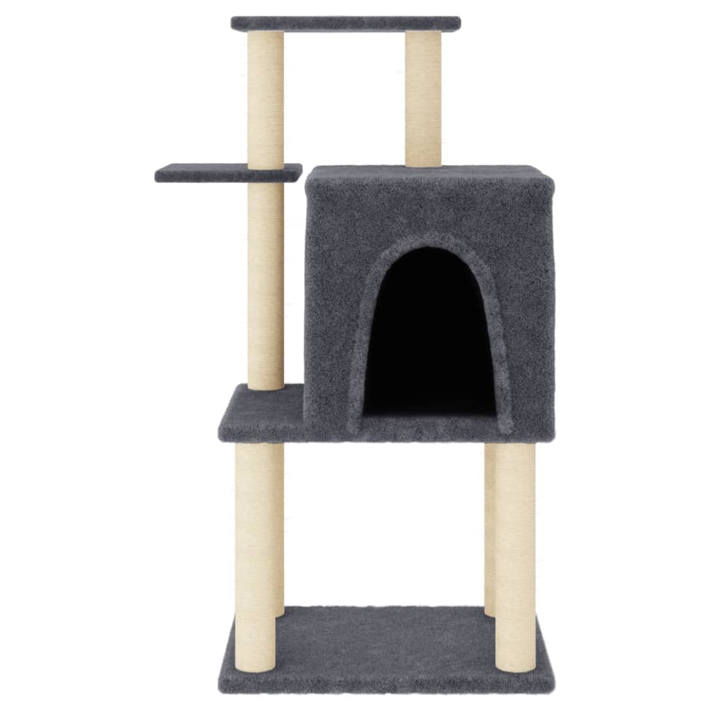 Albero per Gatti con Tiragraffi in Sisal Grigio Scuro 97 cm 172066