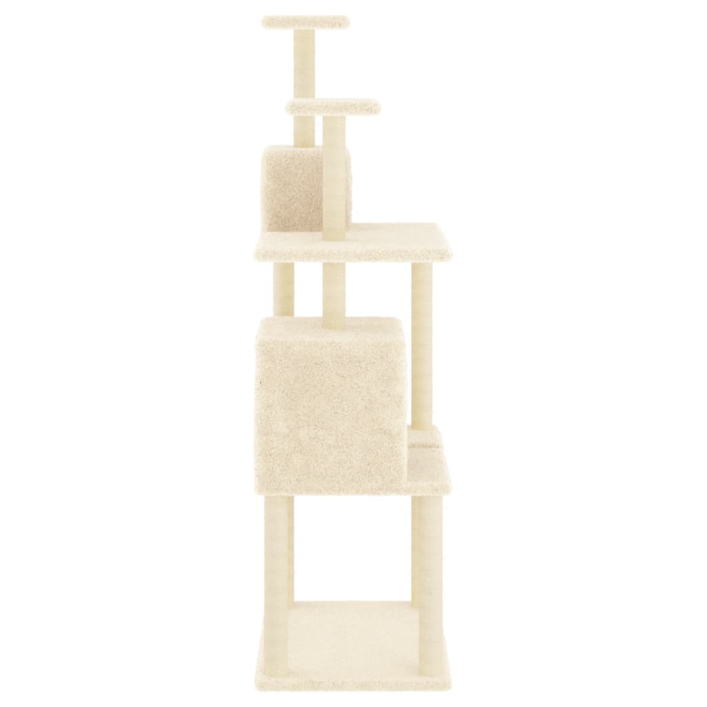 Albero per Gatti con Tiragraffi in Sisal Crema 167 cm 172067