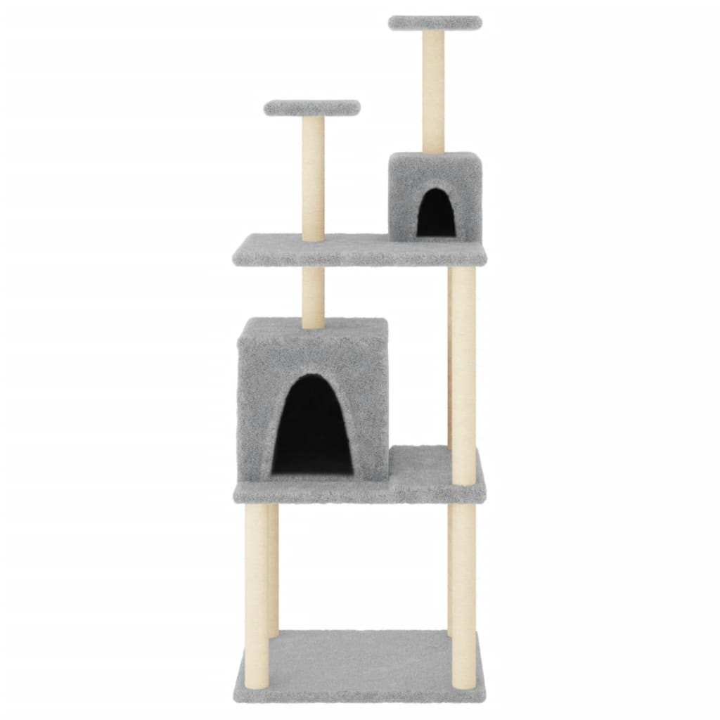 Albero per Gatti con Tiragraffi in Sisal Grigio Chiaro 167 cmcod mxl 83195