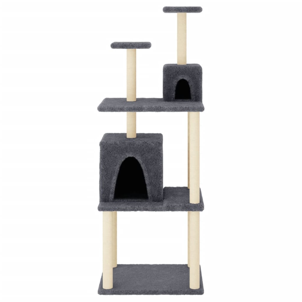 Albero per Gatti con Tiragraffi in Sisal Grigio Scuro 167 cmcod mxl 107019