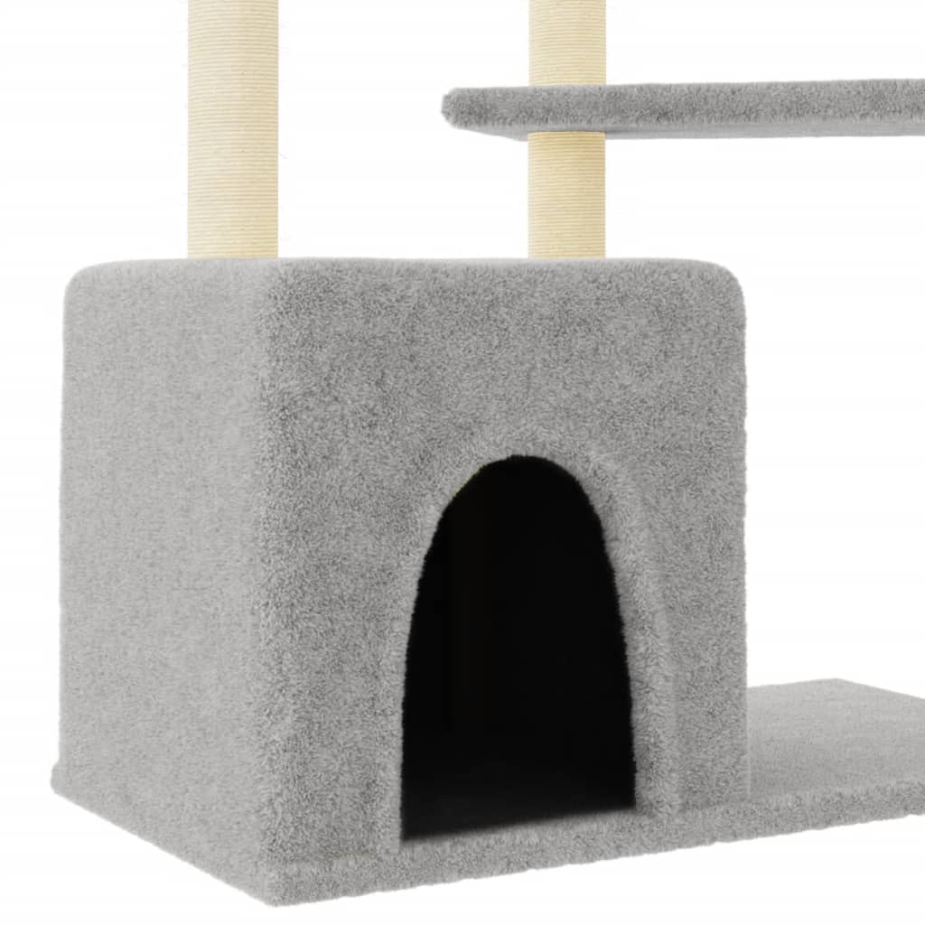 Albero per Gatti con Tiragraffi in Sisal Grigio Chiaro 107,5 cm 172071