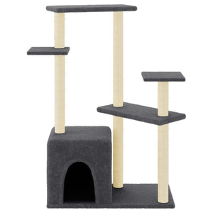 Albero per Gatti con Tiragraffi in Sisal Grigio Scuro 107,5 cm 172072