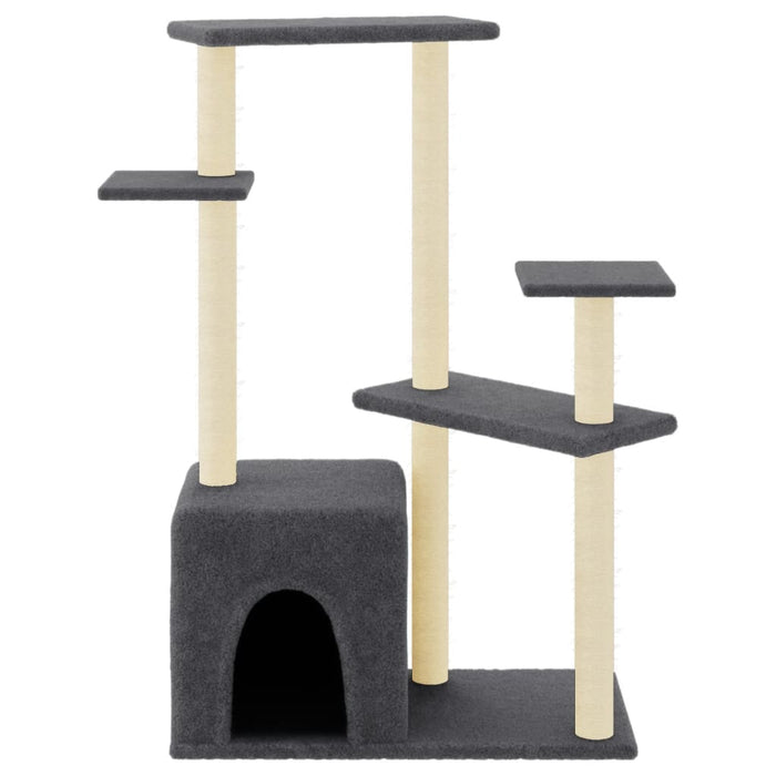 Albero per Gatti con Tiragraffi in Sisal Grigio Scuro 107,5 cm 172072