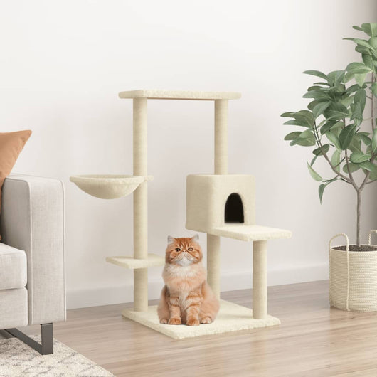 Albero per Gatti con Tiragraffi in Sisal Crema 95 cm 172073