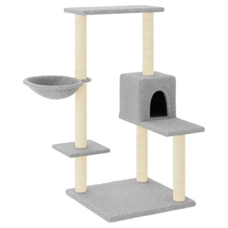 Albero per Gatti con Tiragraffi in Sisal Grigio Chiaro 95 cmcod mxl 94972