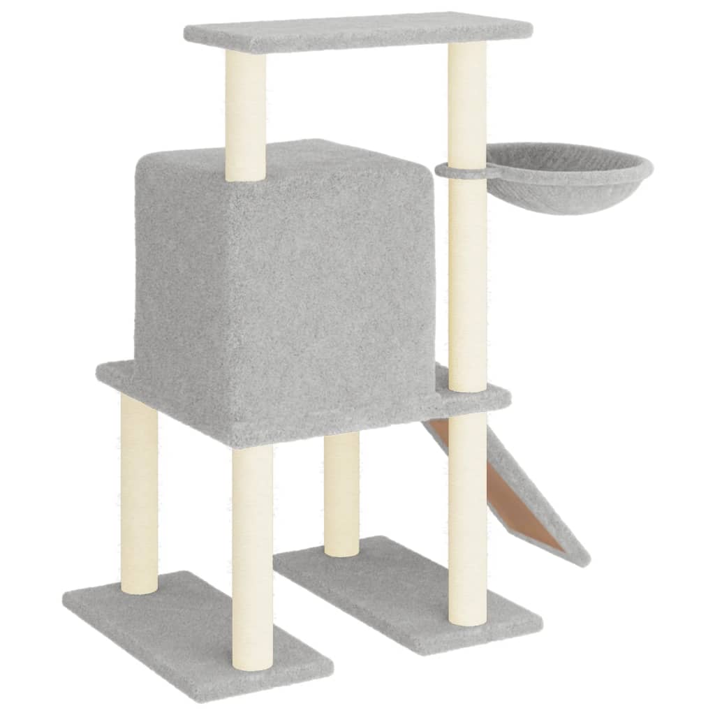 Albero per Gatti con Tiragraffi in Sisal Grigio Chiaro 96,5 cm 172077