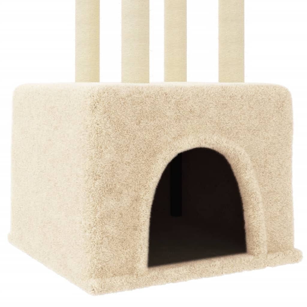 Albero per Gatti con Tiragraffi in Sisal Crema 133,5 cm 172082