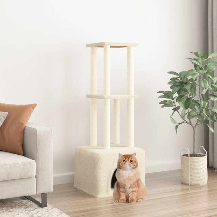 Albero per Gatti con Tiragraffi in Sisal Crema 133,5 cmcod mxl 70954