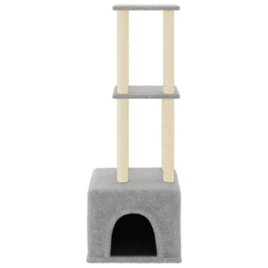 Albero per Gatti con Tiragraffi in Sisal Grigio Chiaro 133,5 cm 172083