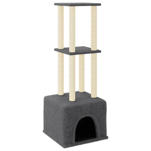 Albero per Gatti con Tiragraffi in Sisal Grigio Scuro 133,5 cm 172084