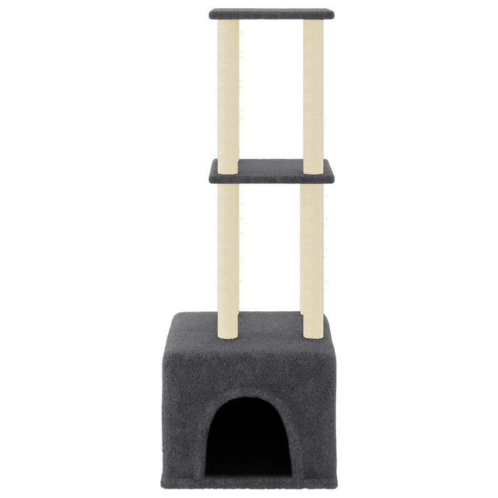 Albero per Gatti con Tiragraffi in Sisal Grigio Scuro 133,5 cm 172084