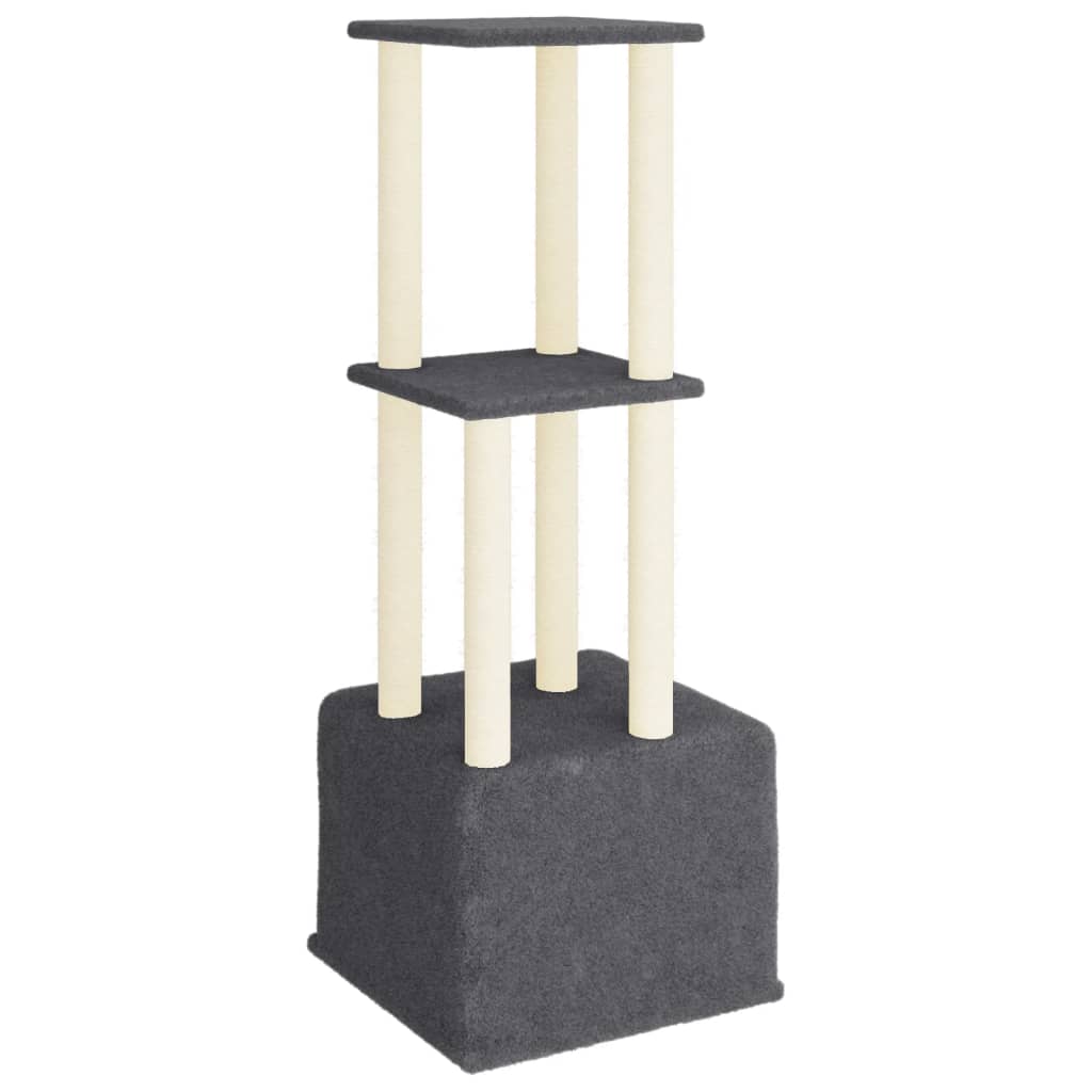 Albero per Gatti con Tiragraffi in Sisal Grigio Scuro 133,5 cm 172084