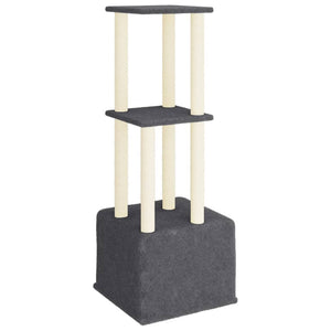 Albero per Gatti con Tiragraffi in Sisal Grigio Scuro 133,5 cm 172084