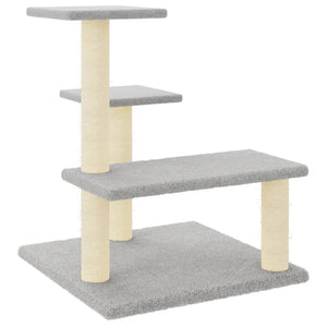 Albero per Gatti con Tiragraffi in Sisal Grigio Chiaro 61 cm 172086