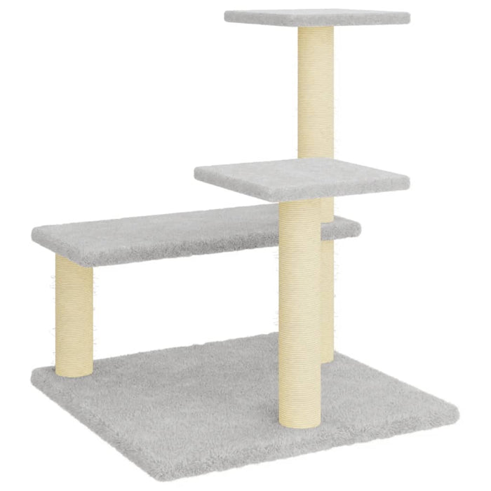 Albero per Gatti con Tiragraffi in Sisal Grigio Chiaro 61 cm 172086