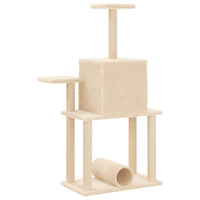 Albero per Gatti con Tiragraffi in Sisal Crema 122 cm 172088