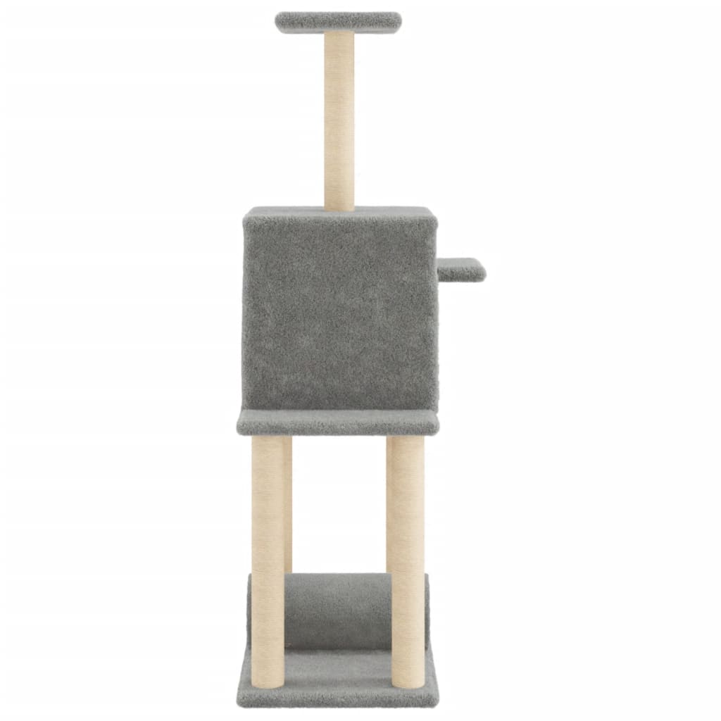 Albero per Gatti con Tiragraffi in Sisal Grigio Chiaro 122 cm 172089