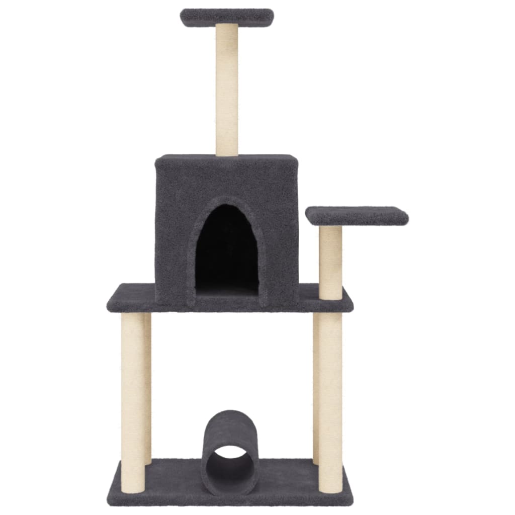 Albero per Gatti con Tiragraffi in Sisal Grigio Scuro 122 cm 172090