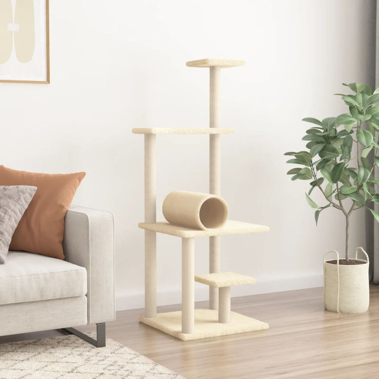 Albero per Gatti con Tiragraffi in Sisal Crema 136 cm 172091