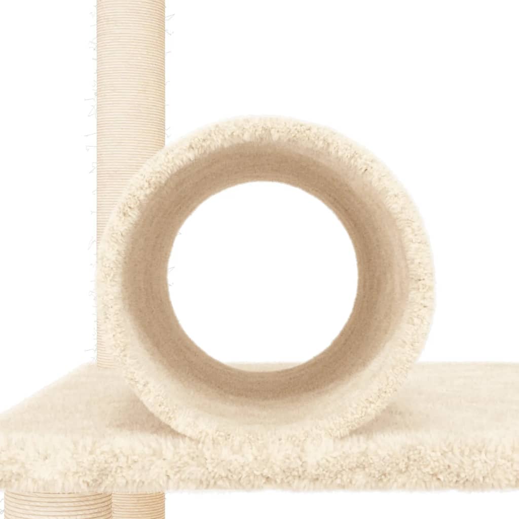 Albero per Gatti con Tiragraffi in Sisal Crema 136 cm 172091