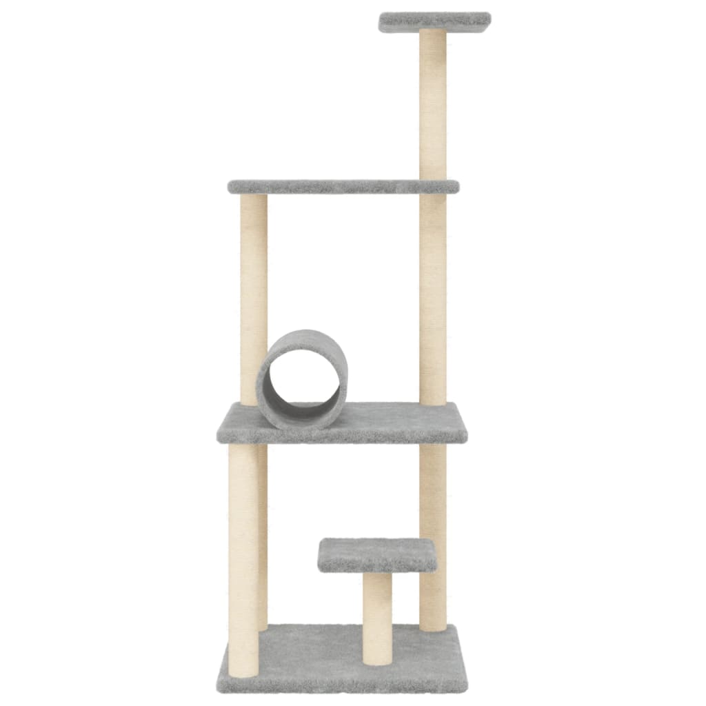 Albero per Gatti con Tiragraffi in Sisal Grigio Chiaro 136 cm 172092