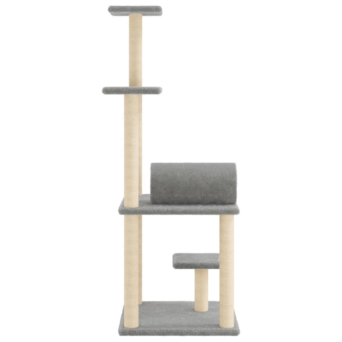 Albero per Gatti con Tiragraffi in Sisal Grigio Chiaro 136 cm 172092