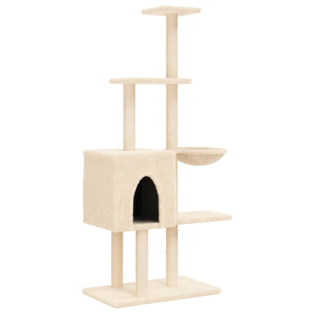 Albero per Gatti con Tiragraffi in Sisal Crema 145 cmcod mxl 85569