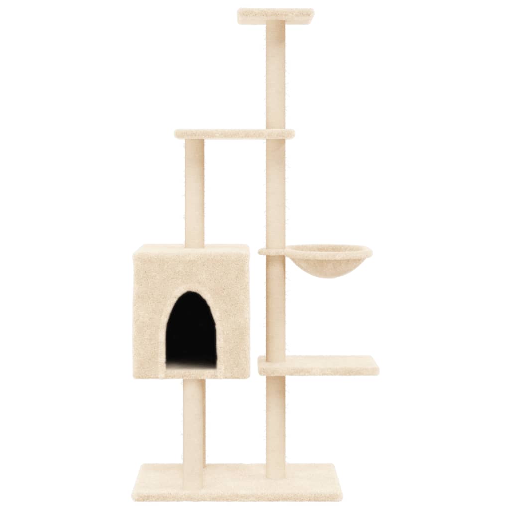 Albero per Gatti con Tiragraffi in Sisal Crema 145 cm 172094