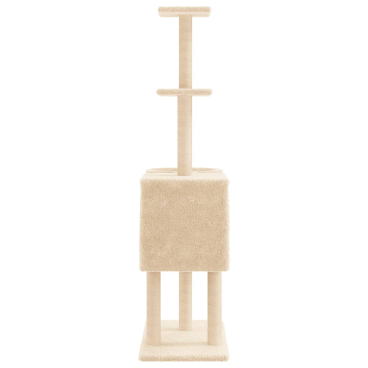 Albero per Gatti con Tiragraffi in Sisal Crema 145 cm 172094