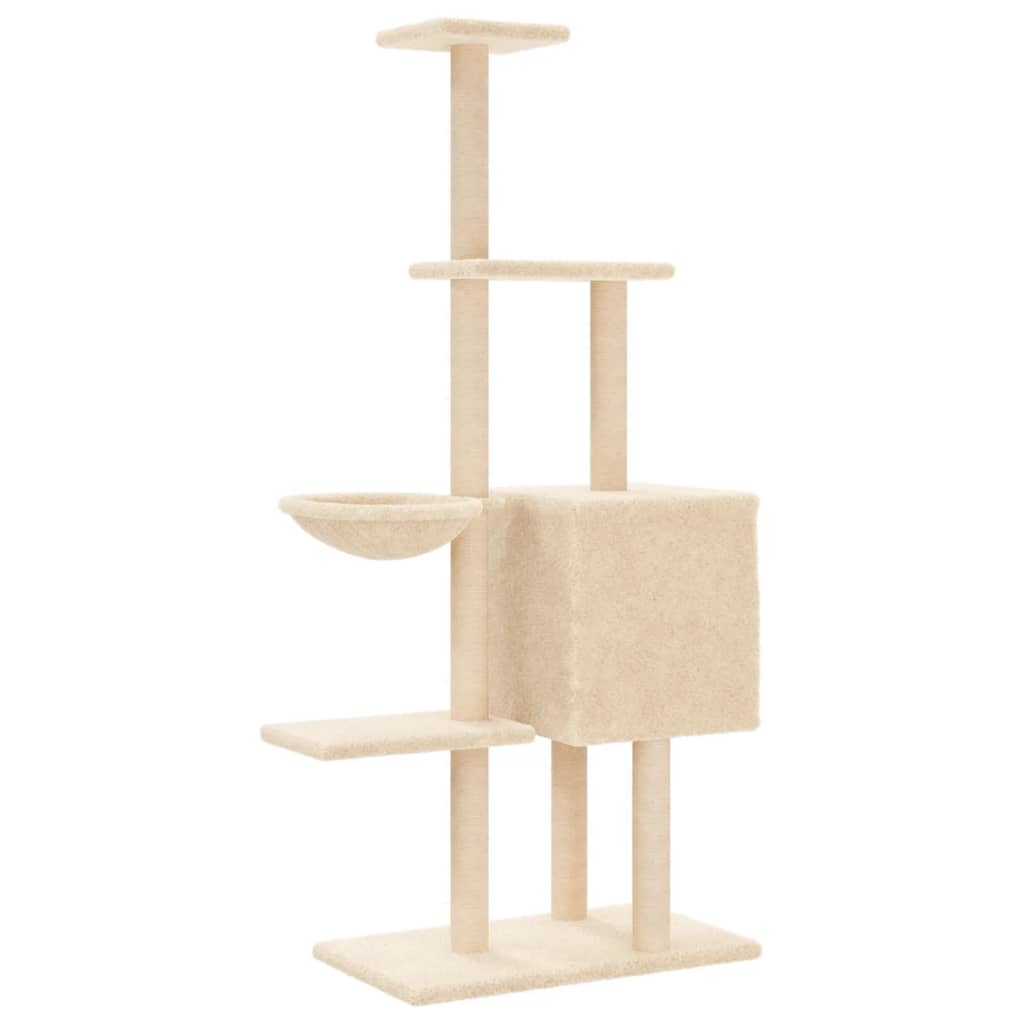 Albero per Gatti con Tiragraffi in Sisal Crema 145 cm 172094