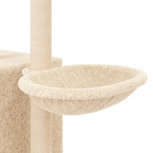 Albero per Gatti con Tiragraffi in Sisal Crema 145 cm 172094