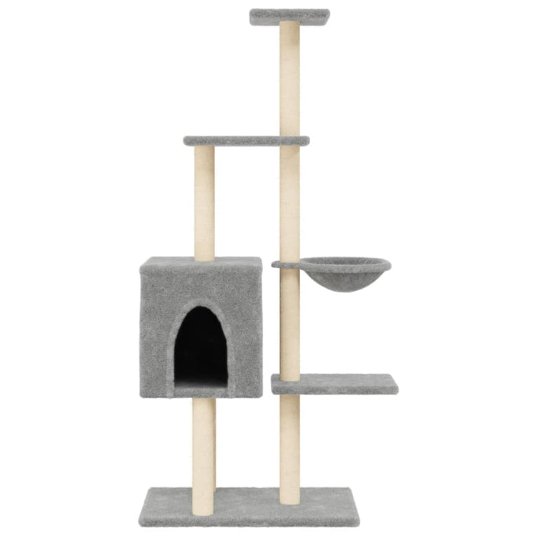 Albero per Gatti con Tiragraffi in Sisal Grigio Chiaro 145 cm 172095