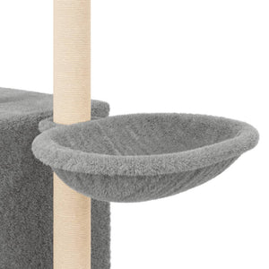 Albero per Gatti con Tiragraffi in Sisal Grigio Chiaro 145 cm 172095