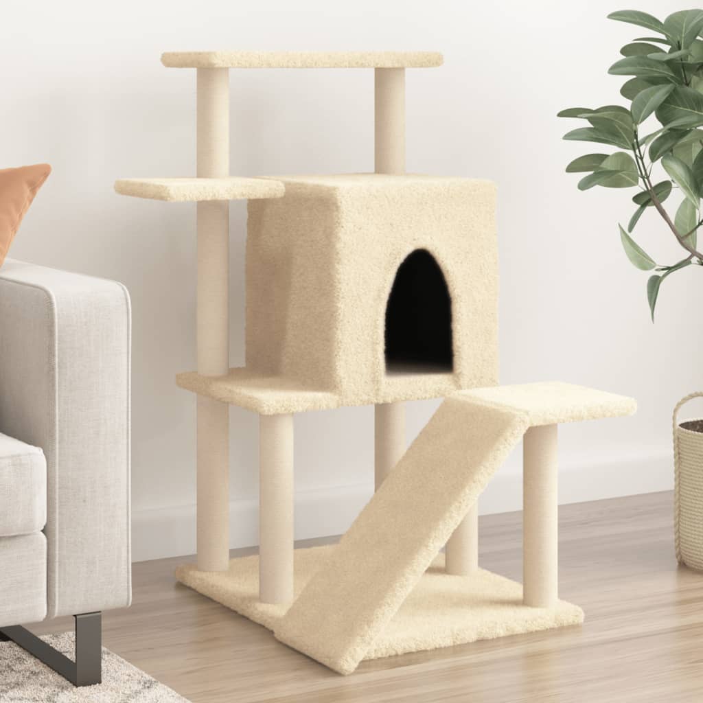 Albero per Gatti con Tiragraffi in Sisal Crema 97 cm 172097