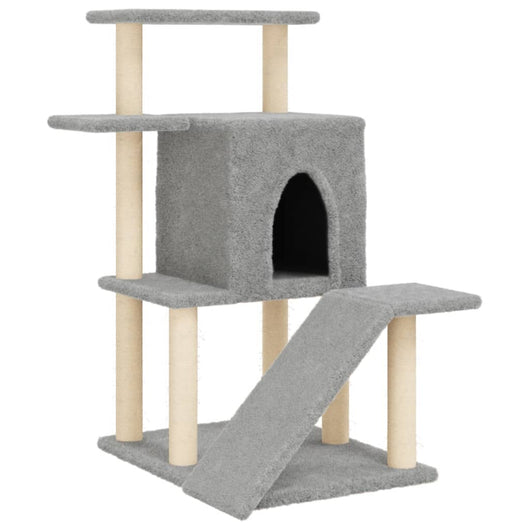 Albero per Gatti con Tiragraffi in Sisal Grigio Chiaro 97 cm 172098