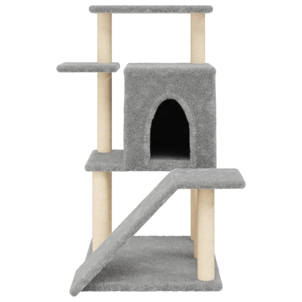 Albero per Gatti con Tiragraffi in Sisal Grigio Chiaro 97 cm 172098