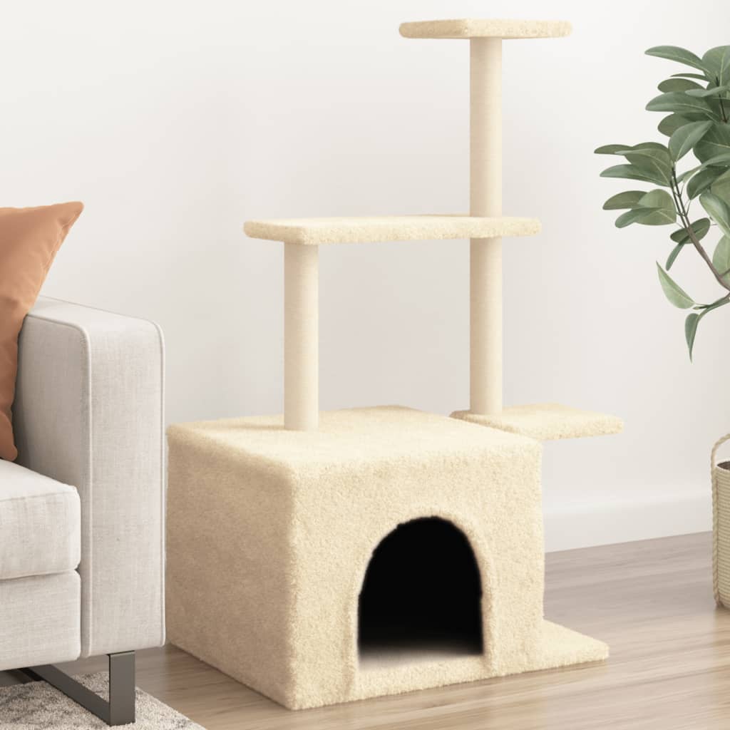 Albero per Gatti con Tiragraffi in Sisal Crema 110 cmcod mxl 133689