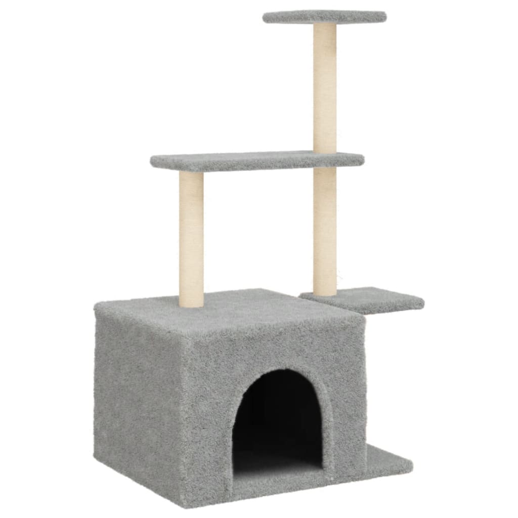 Albero per Gatti con Tiragraffi in Sisal Grigio Chiaro 110 cm 172104