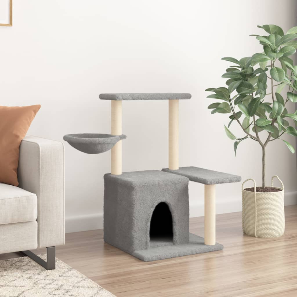 Albero per Gatti con Tiragraffi in Sisal Grigio Chiaro 83 cm 172110