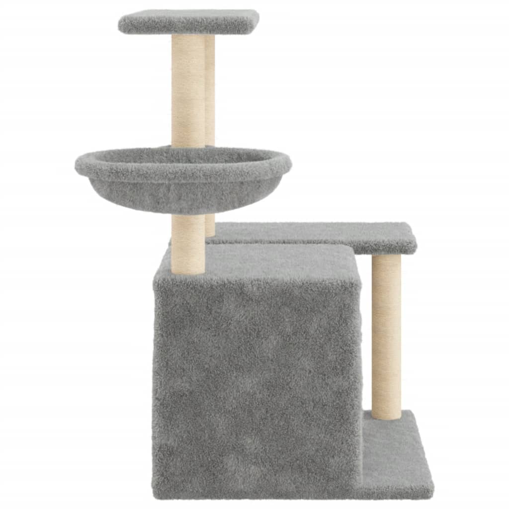 Albero per Gatti con Tiragraffi in Sisal Grigio Chiaro 83 cm 172110