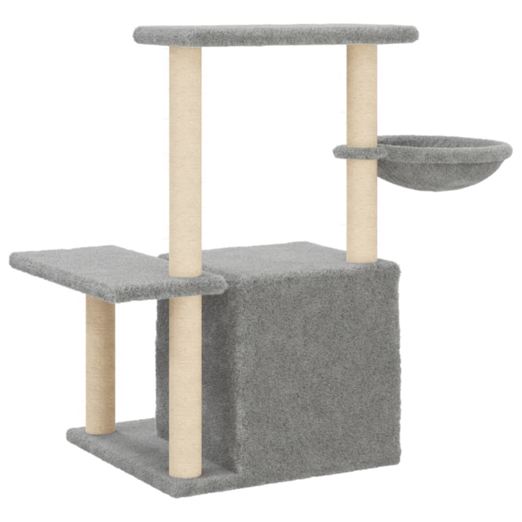 Albero per Gatti con Tiragraffi in Sisal Grigio Chiaro 83 cm 172110