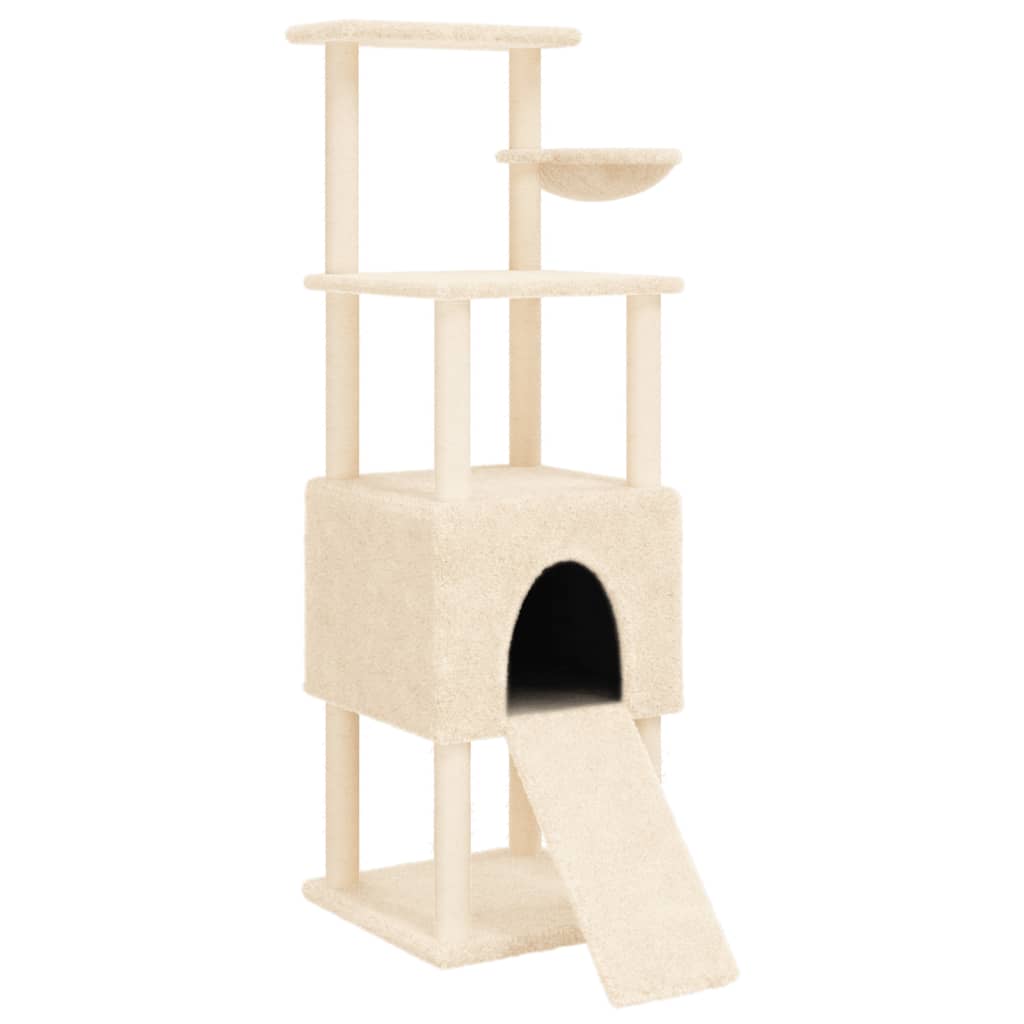 Albero per Gatti con Tiragraffi in Sisal Crema 153 cm 172115